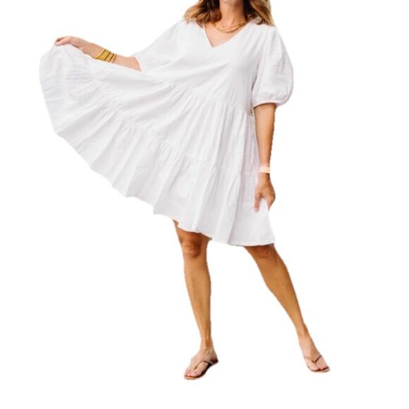 ana a news approach White Dress Cotton on tiered babydoll Size L - Picture 1 of 10